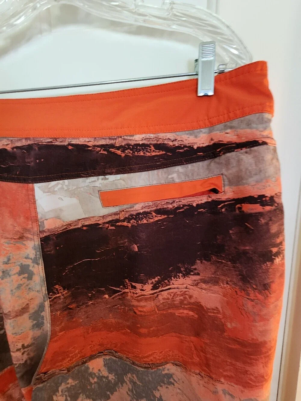 Prana High Seas Boardshorts Size 40 9in Inseam Orange Gray Gorpcore Swim Surf